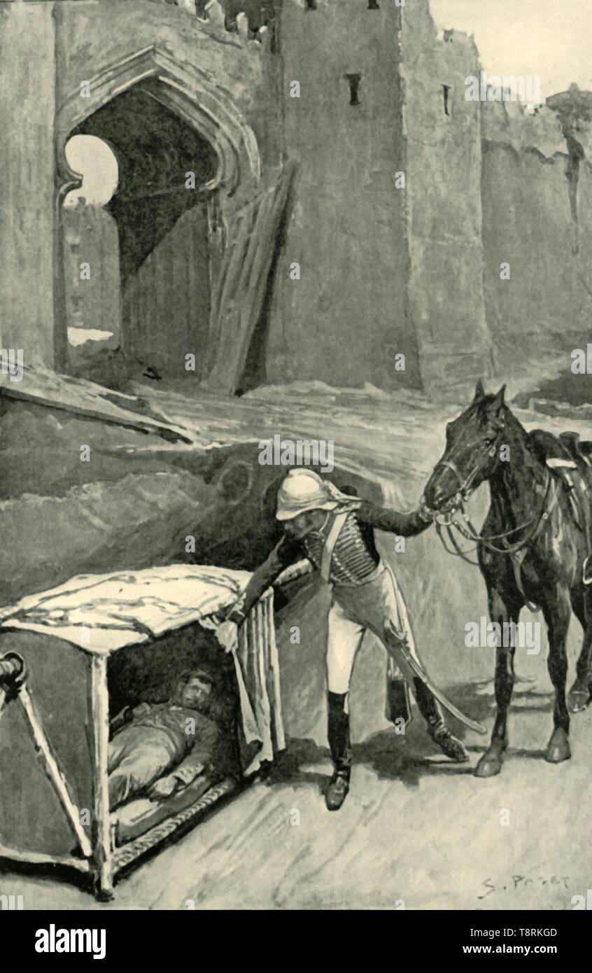 "Roberts findet Nicholson tödlich verletzt unter den Mauern von Delhi", (1901). Schöpfer: Sidney E Paget. Stockfoto