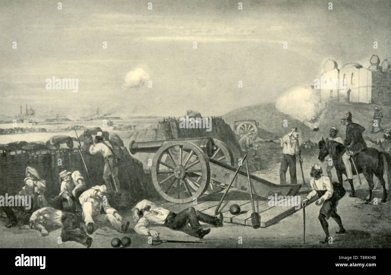 "Einen schweren Tag in der Batterien vor Delhi", 1857, (1901). Schöpfer: George Francklin Atkinson. Stockfoto