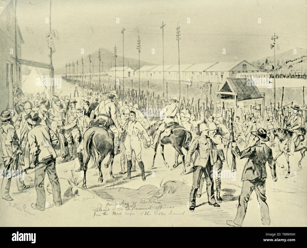 "Die Besetzung von Pretoria: Freilassung der britischen Offiziere', (1901). Schöpfer: Melton Prior. Stockfoto