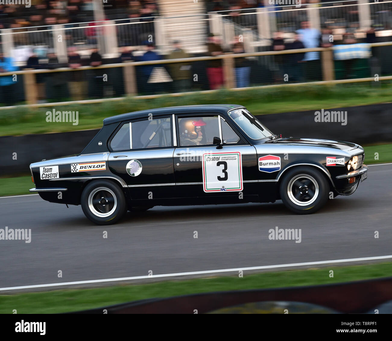 Marino Franchitti, Charlie März, Triumph Dolomite Sprint, Gerry Marshall Trophäe, Gruppe 1 Limousine, 1970 bis 1982, 77 Mitglieder treffen, Goodwood, W Stockfoto