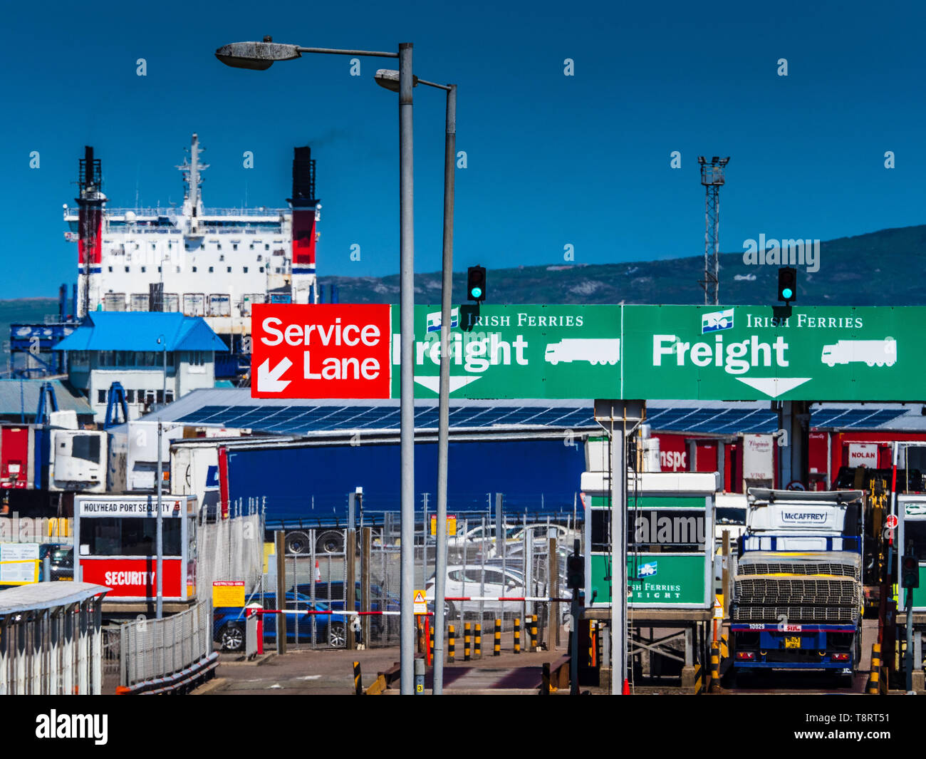 Großbritannien Irland Handel - Irland Großbritannien Handel - Brexit Irland Irish Trade - Irish Trade UK - Passagier und Fracht Tore für Dublin Fähren in Holyhead Port UK Stockfoto