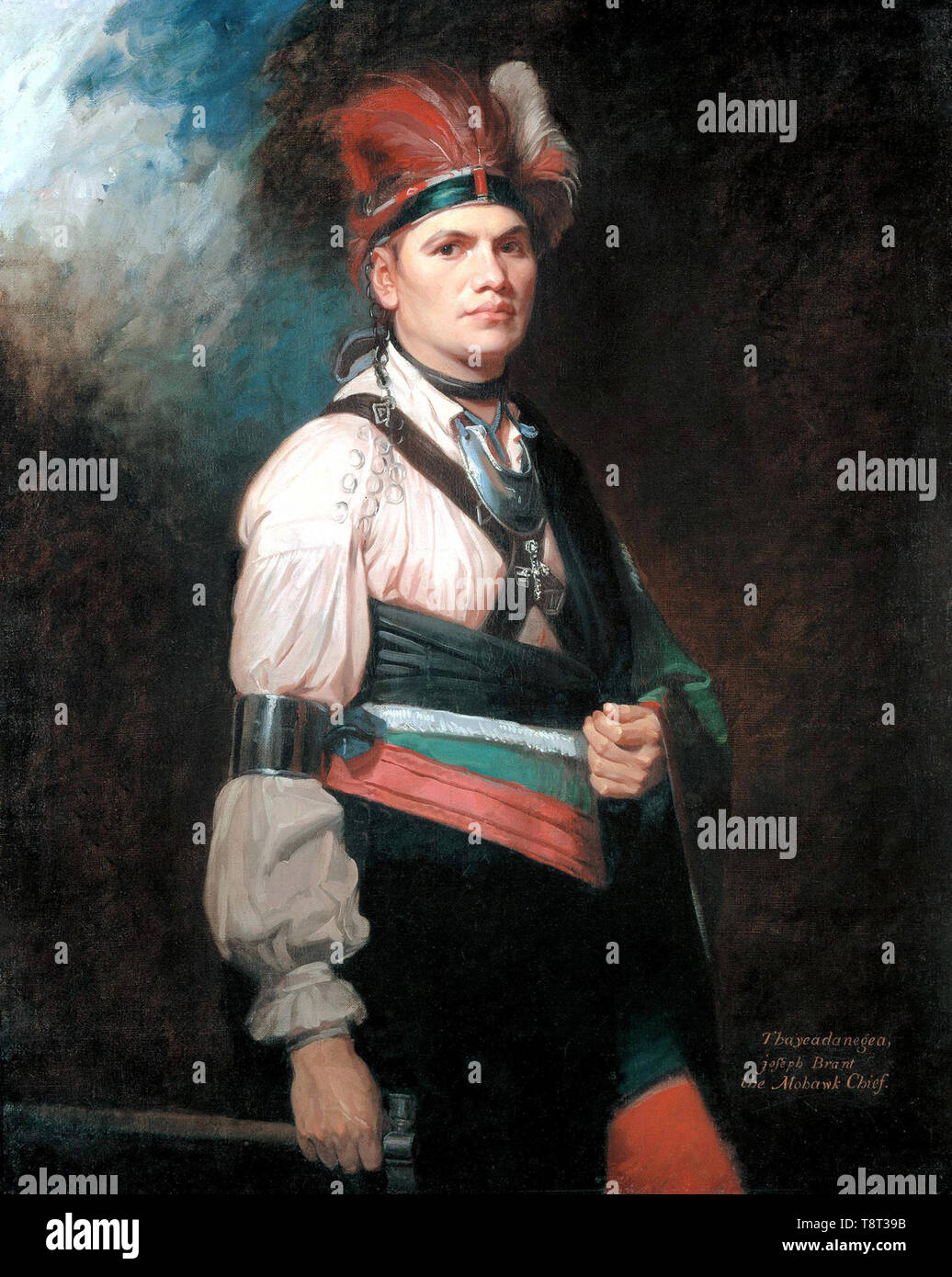 Thayendanegea oder Joseph Brant (1743-1807) Native American, Mohawk militärischen und politischen Führer, Porträt 1776 von Brent von George Romney Stockfoto