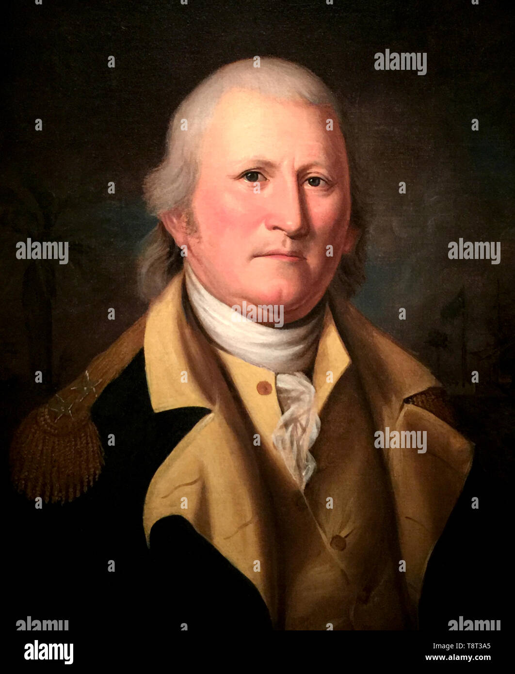 William Moultrie (1730 - 1805) South Carolina Pflanzmaschine und Politiker, ein General im Amerikanischen Unabhängigkeitskrieg wurde. Porträt von William Moultrie von Charles Willson Peale, 1782 Stockfoto