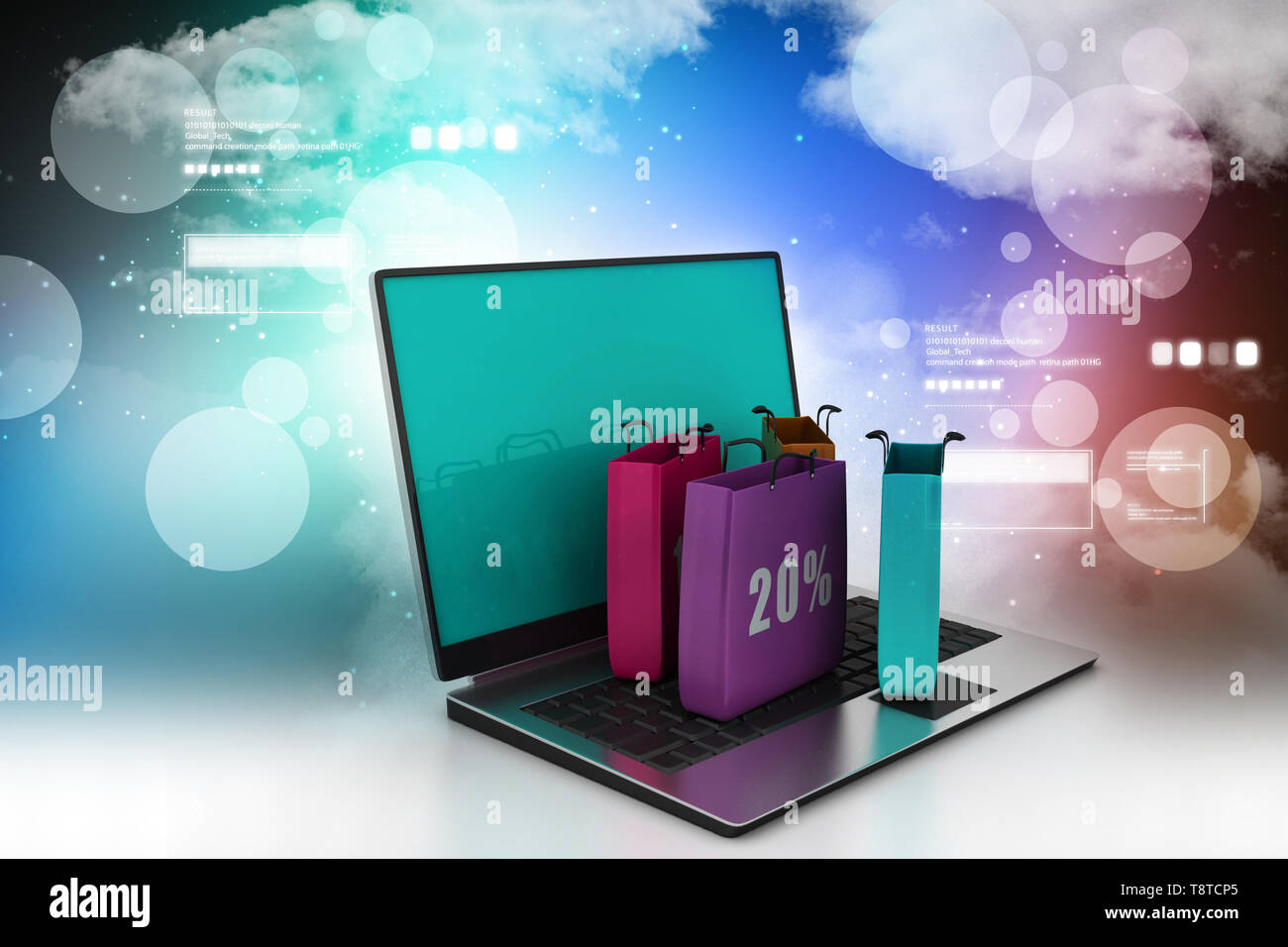 Online shopping Konzept mit Laptop Stockfoto