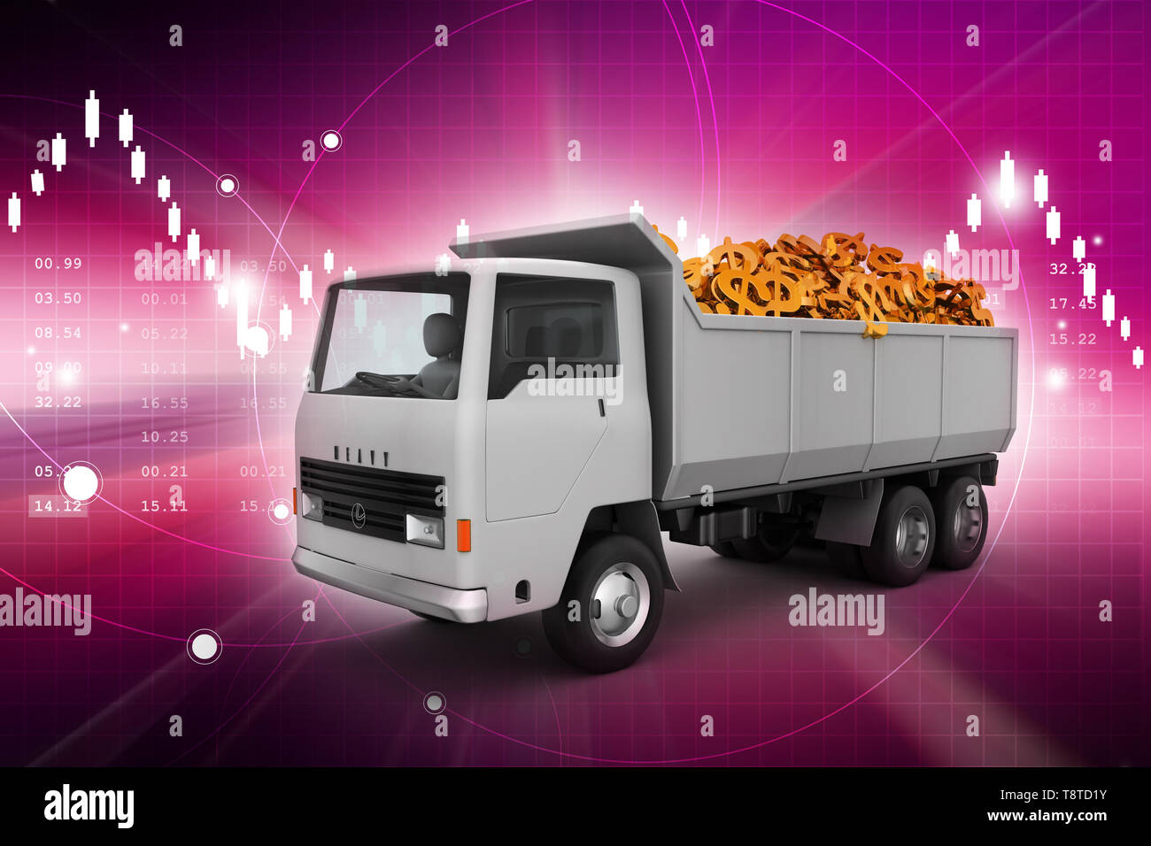 LKW mit Dollar-Verhältnis Stockfoto