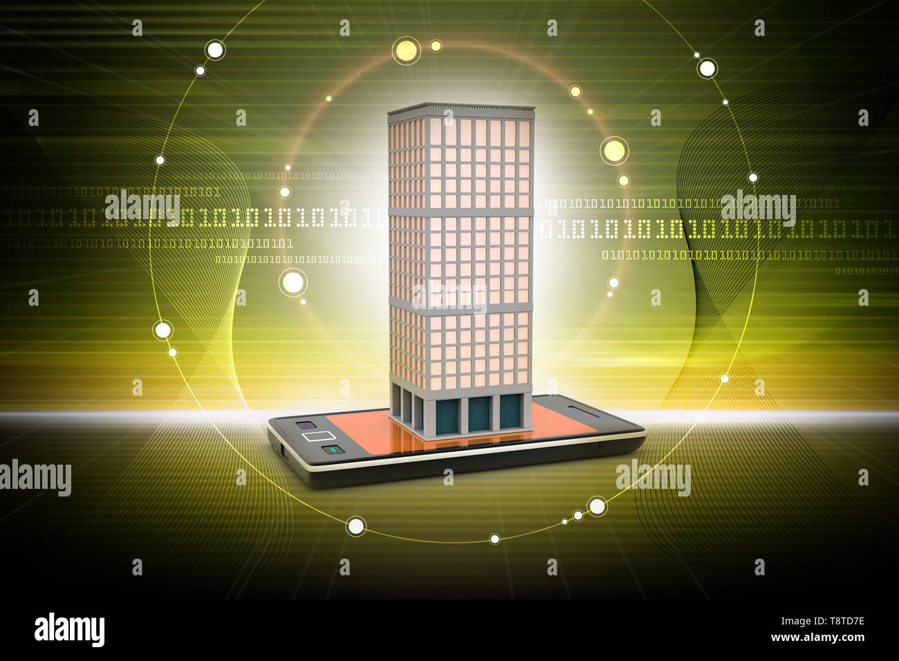 Smart Phone mit Immobilien Konzept Stockfoto