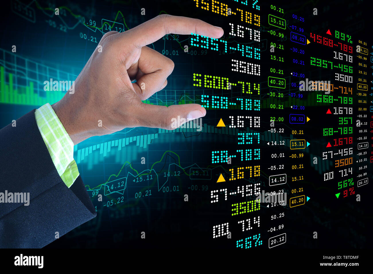 Unternehmer, die den Aktienkurs Stockfoto