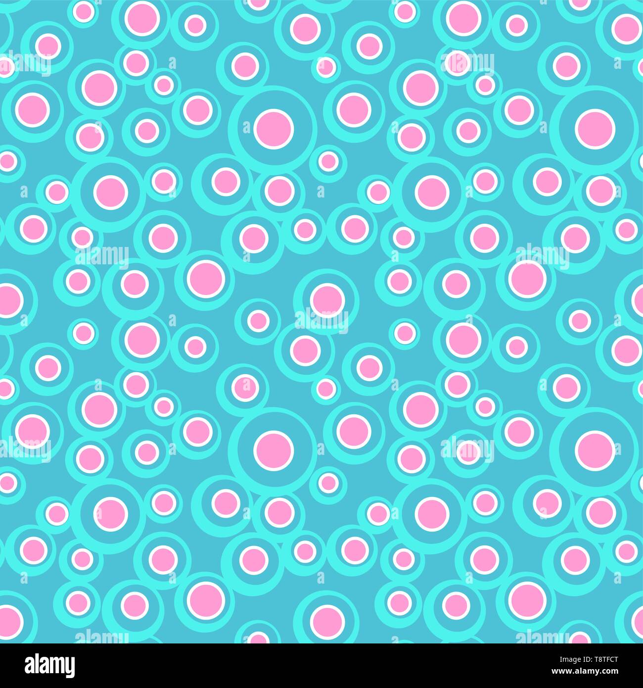 Helle Vektor bunte Blasen auf farbigen Hintergrund. Abstrakte geometrische nahtlose Muster für Textilwaren, Geschenkpapier, Drucke, Stoff, Wallpaper, Web Stock Vektor