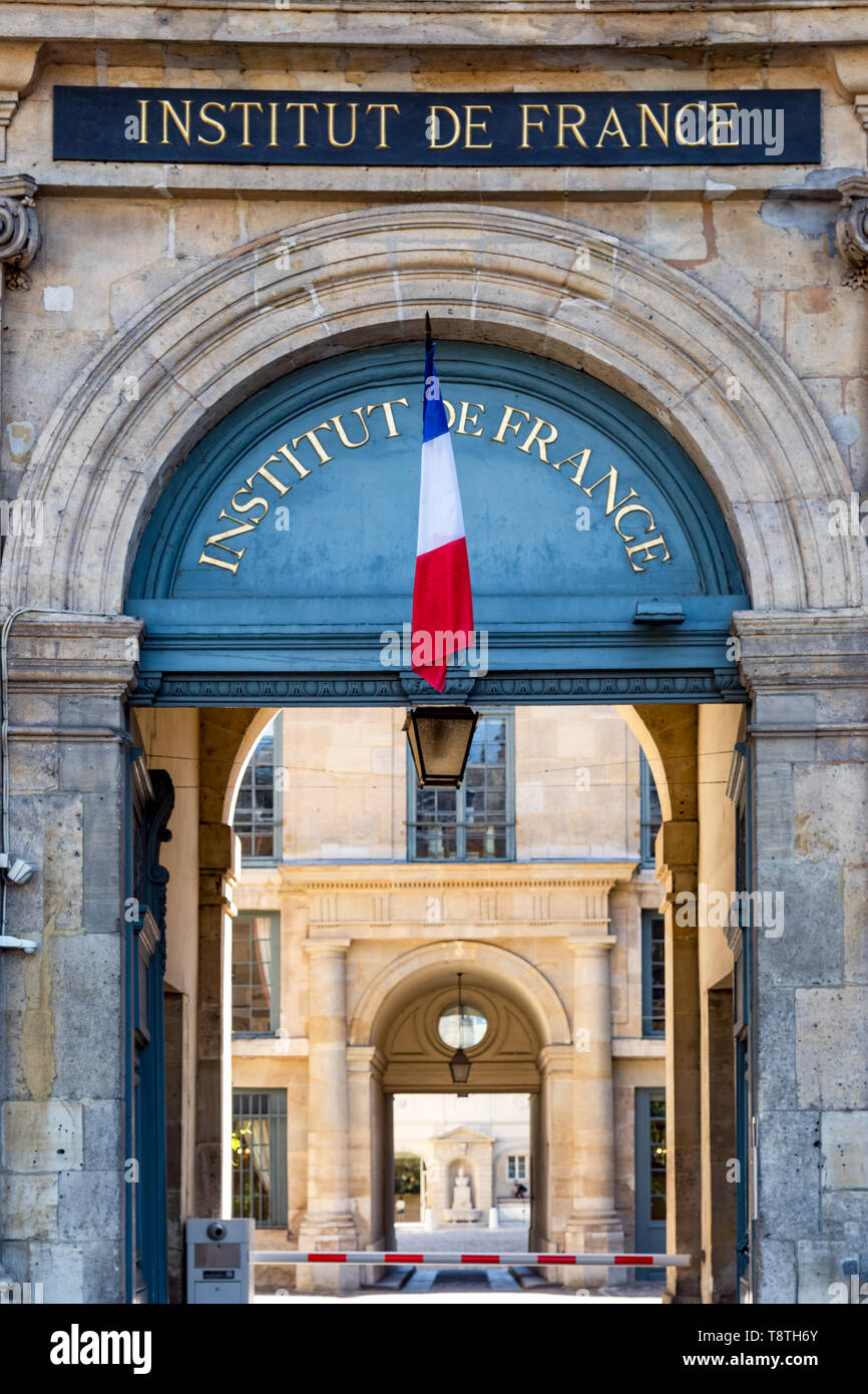 Institut de France Eingang - Paris, Frankreich Stockfoto