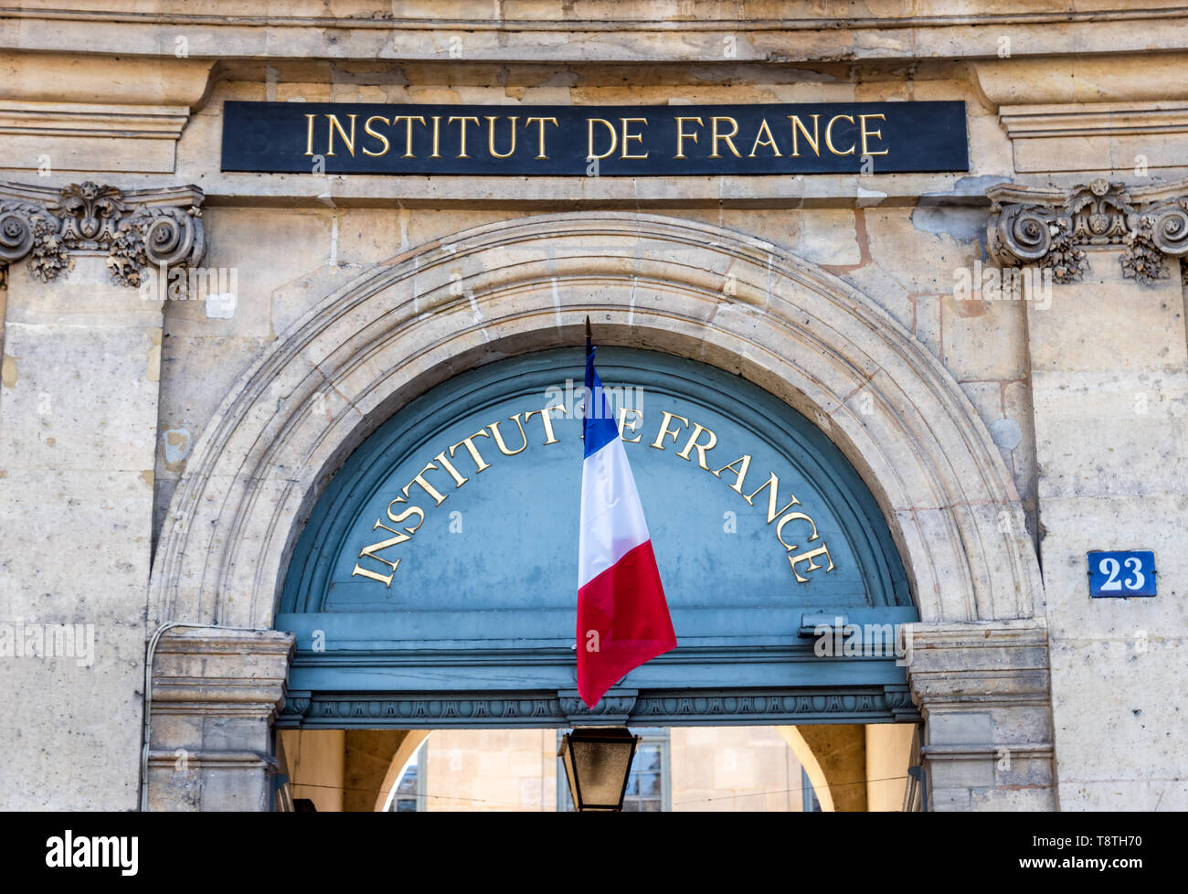 Institut de France Eingang - Paris, Frankreich Stockfoto