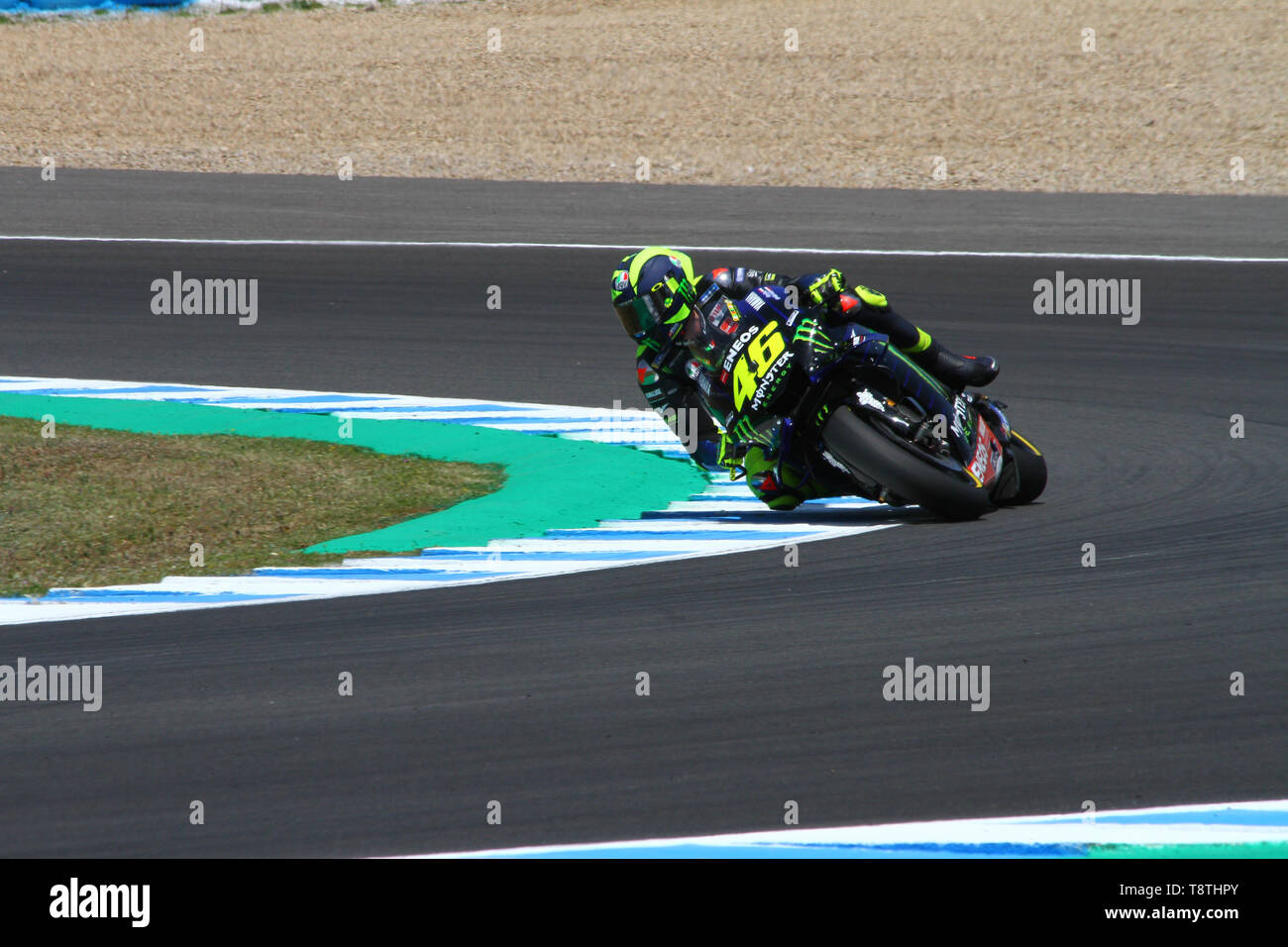 46 Valentino Rossi am Anschluss, freie Praxis, MotoGP Spanien Runde Stockfoto