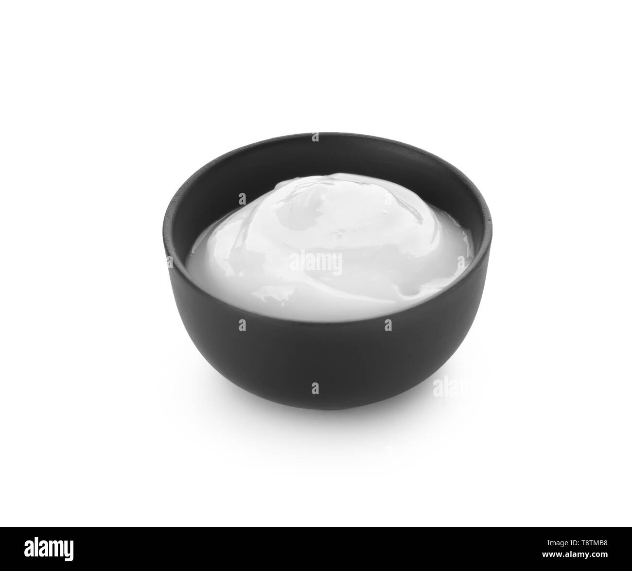 Schüssel mit Creme für den Körper auf weißem Hintergrund Stockfoto