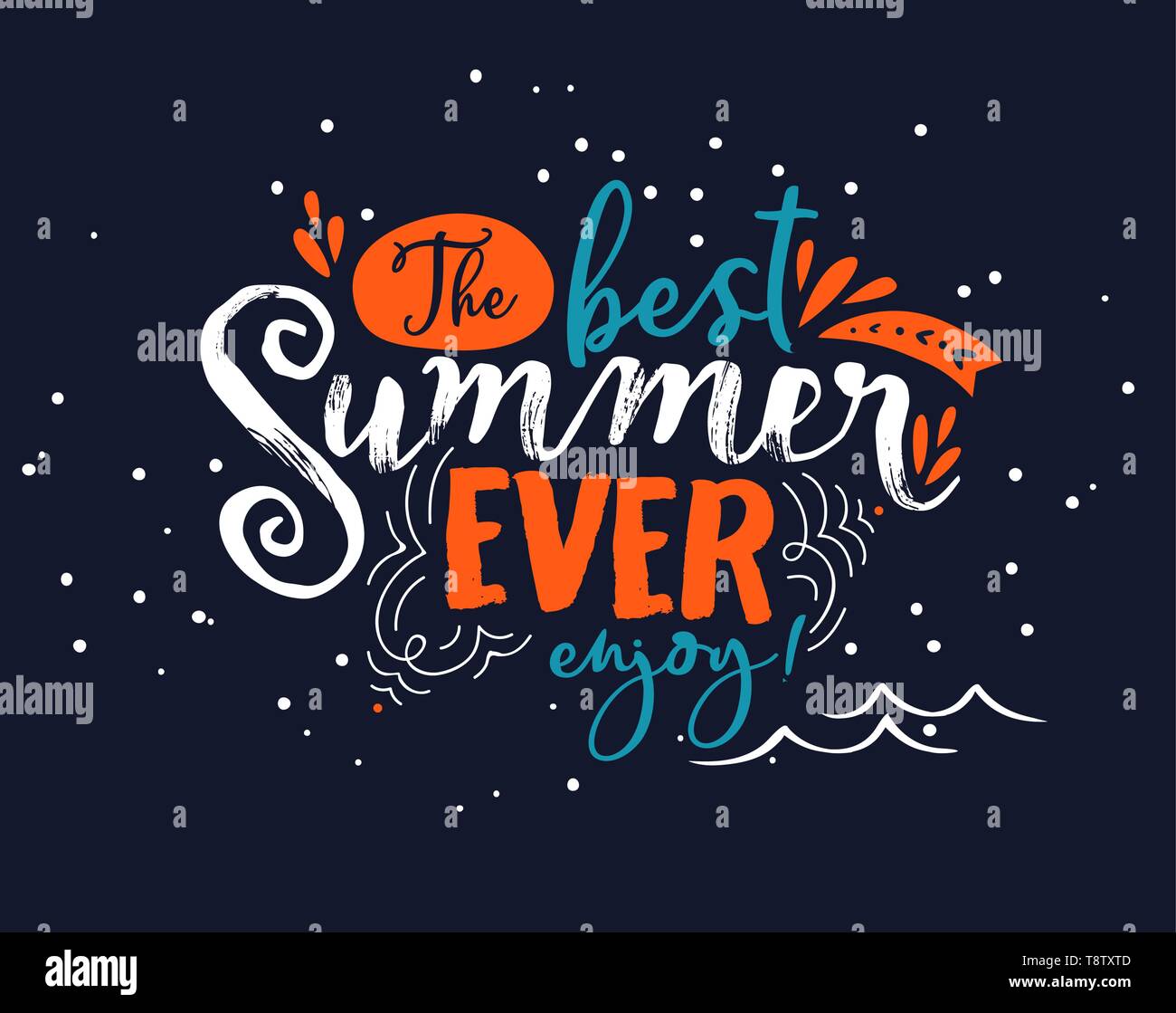 Besten Sommer immer Schriftzug zitat Illustration für Strandurlaub oder saisonale Urlaub. Typografie text Design in Handarbeit Schreibstil. Stock Vektor