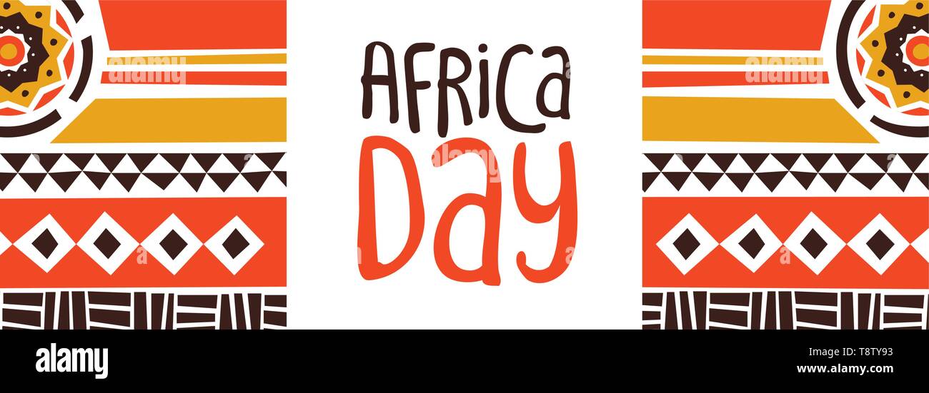 Glückliches Afrika Tag Web Banner Abbildung mit traditionellen Tribal art für afrikanische Freiheit Urlaub. Stock Vektor