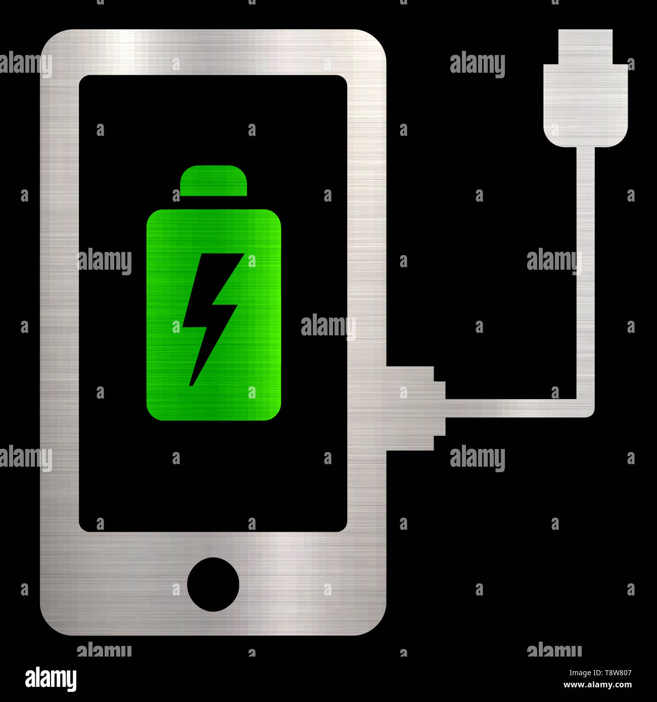 Akku Ladegerät Handy Energie Gerät metallic Abbildung Stockfoto