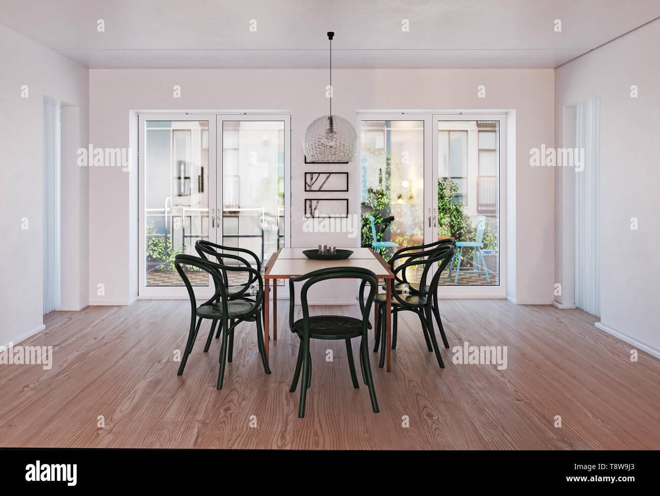 Moderne Esszimmer Interieur. 3D-rendering Design Stockfoto