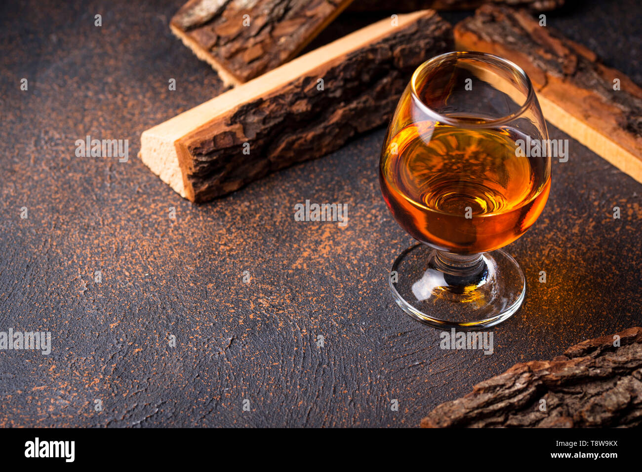 Glas Cognac oder Whisky. Stockfoto