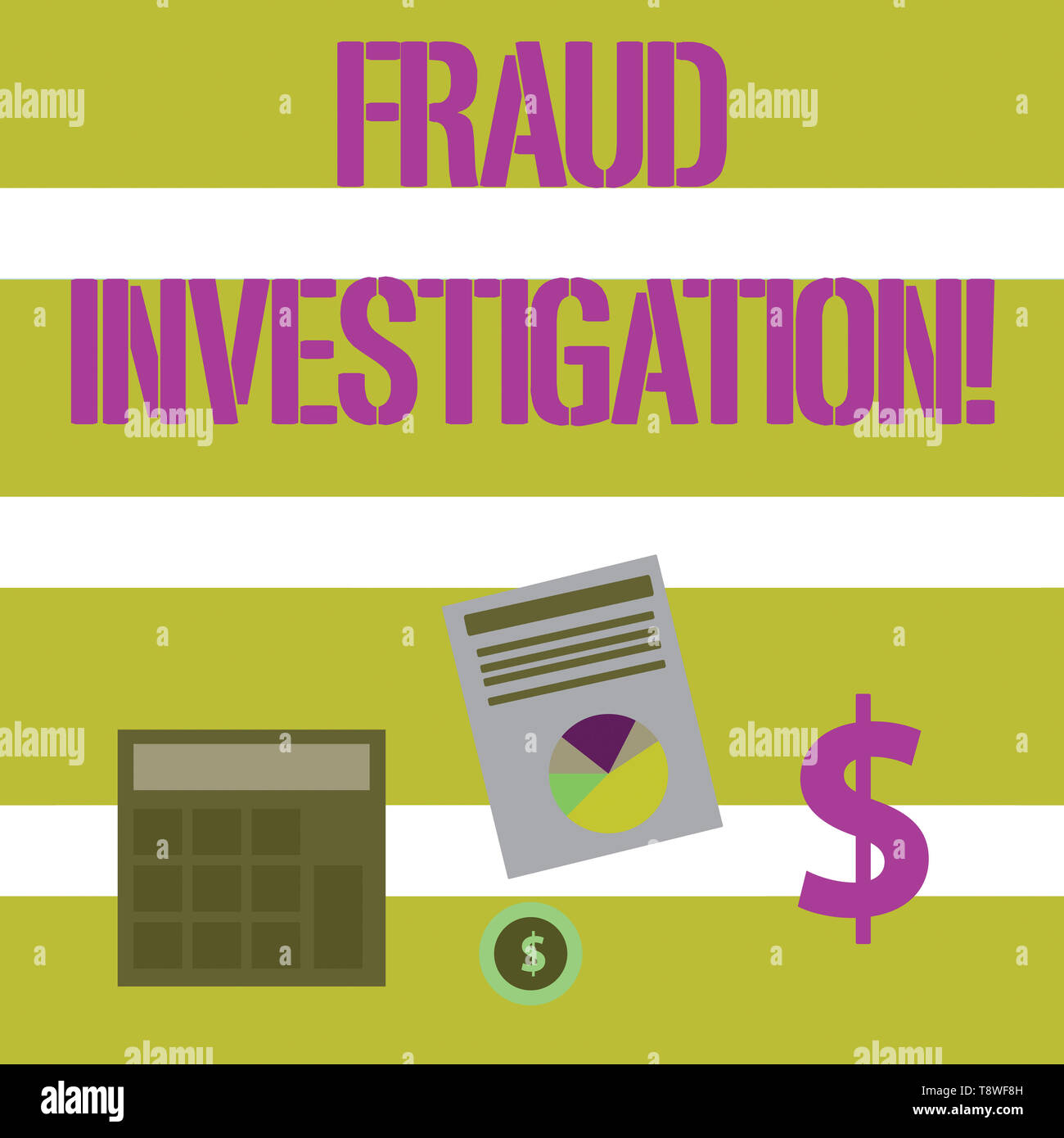 Text Zeichen zeigen Untersuchungen zur Betrugsbekämpfung. Business Foto Text zu ermitteln, ob ein Betrug stattgefunden hat, Computing Dollar Investition in Gold gefasst Stockfoto