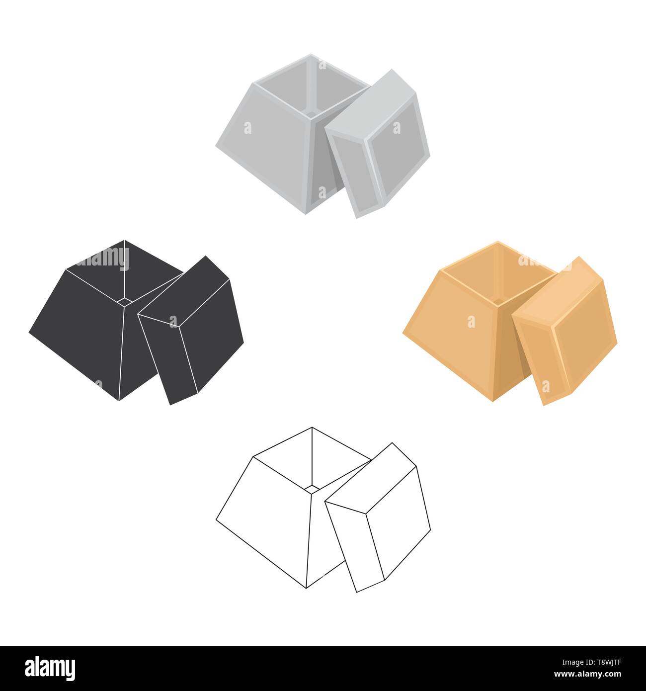 Boxing, Umhüllung, Fall, und anderes Symbol in Cartoon, schwarze Art.-Box, Container, Paket Symbole in Sammlung Stock Vektor