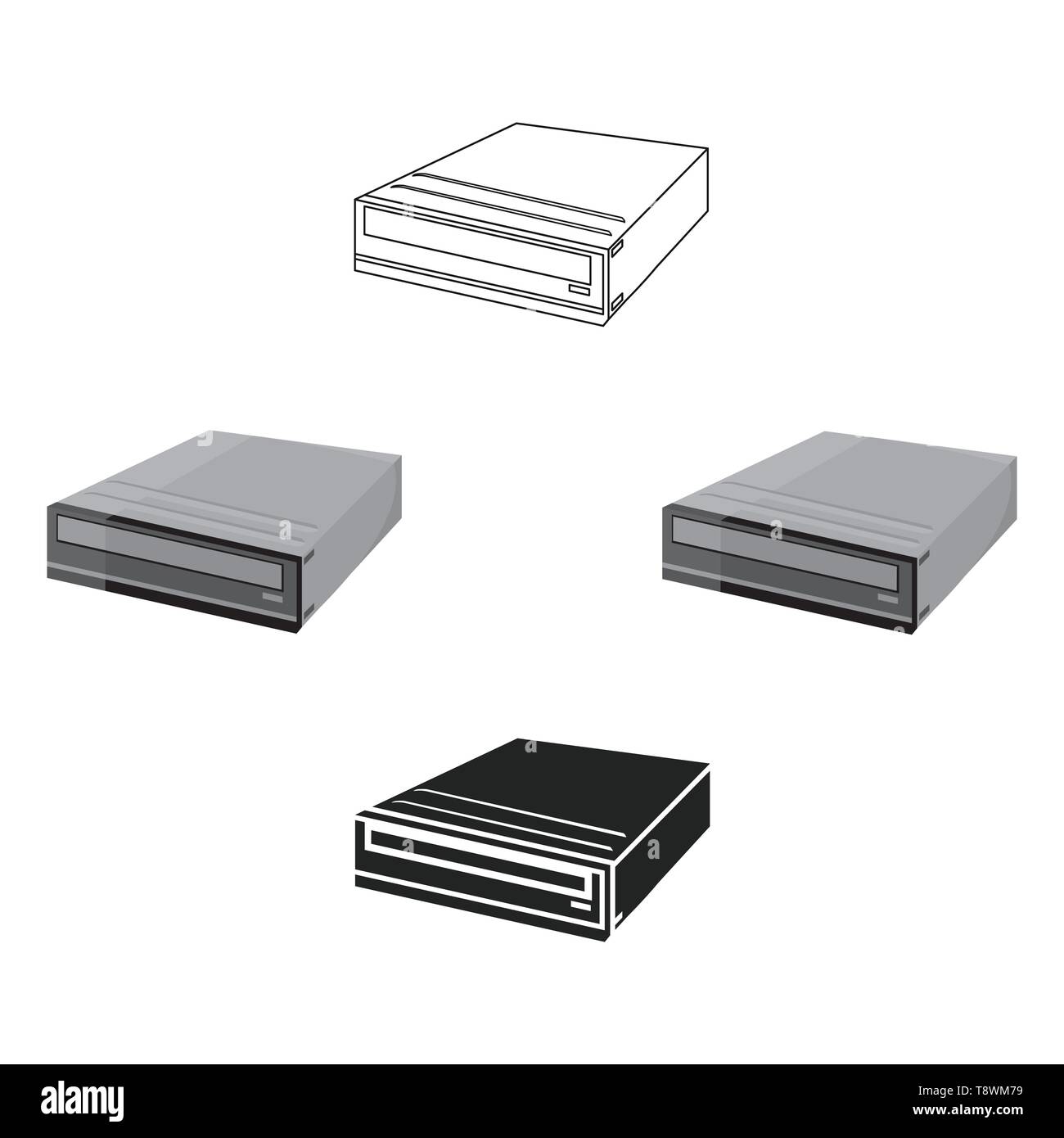 Archiv, Kunst, Backup, bd, Blue Ray, Brennen, Cartoon, schwarz, cd, cd-rom, Computer, Daten, Design, Festplatte, Laufwerk, dvd, Eject, Erweiterung, externe, grau, Icon, Illustration, Industrie, isoliert, isometrische, Laden, Logo, Media, Film, Multimedia, PC, Personal, r, -r, lesen, wiederbeschreibbar, Rom, Steckplatz, Sound, Speicher, Symbol, Technik, Transfer-, USB-, Vektor-, Video-, Web-, Vektor, Vektoren schreiben Stock Vektor