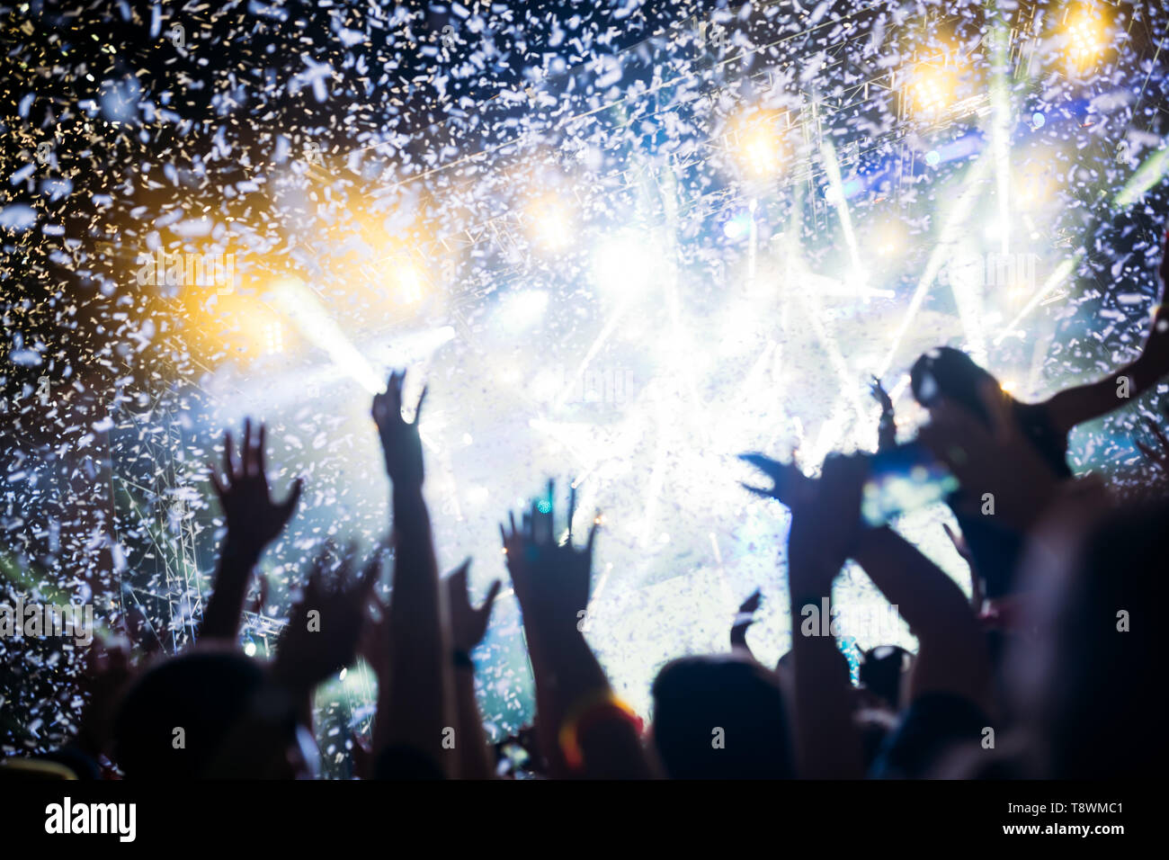 Portrait der glücklichen Menge genießen Musik Festival Stockfoto