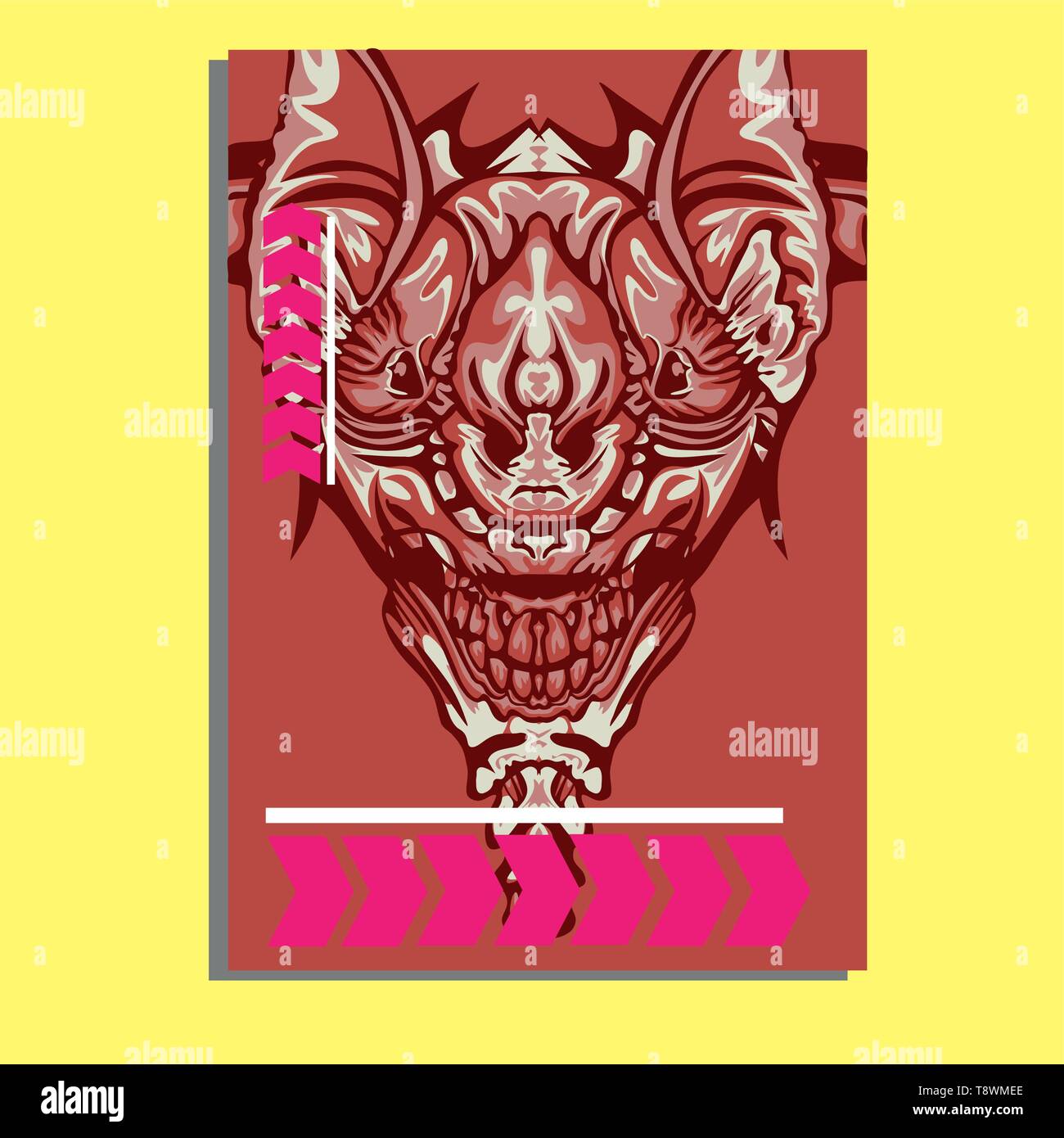 Vector Illustration. Mecha heilige Geometrie. Für t-shirt, Poster, Aufkleber. Linienstil an. - Vektor Stock Vektor