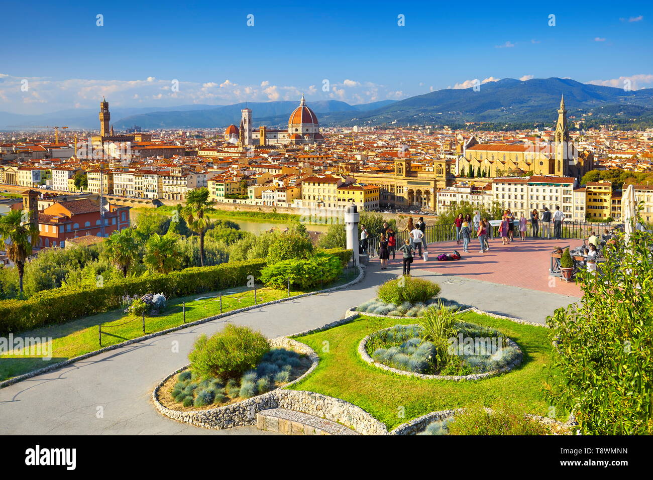 Florenz Stadtbild, Blick vom Piazzale Michelangelo, Toskana, Italien Stockfoto