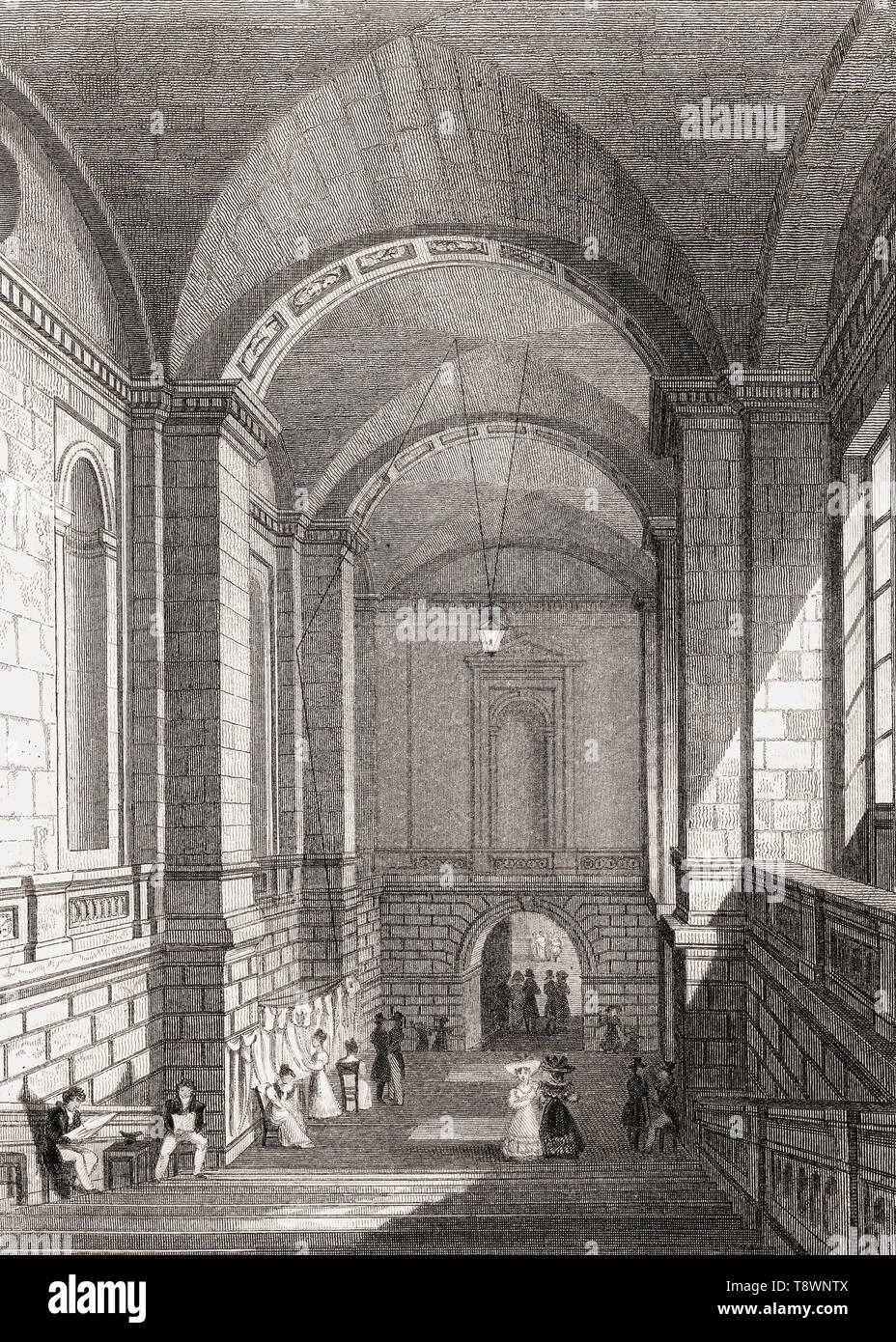 Treppe ot Palais de la Justice, Paris, antiken Stahl Gravierte drucken, 1831 Stockfoto