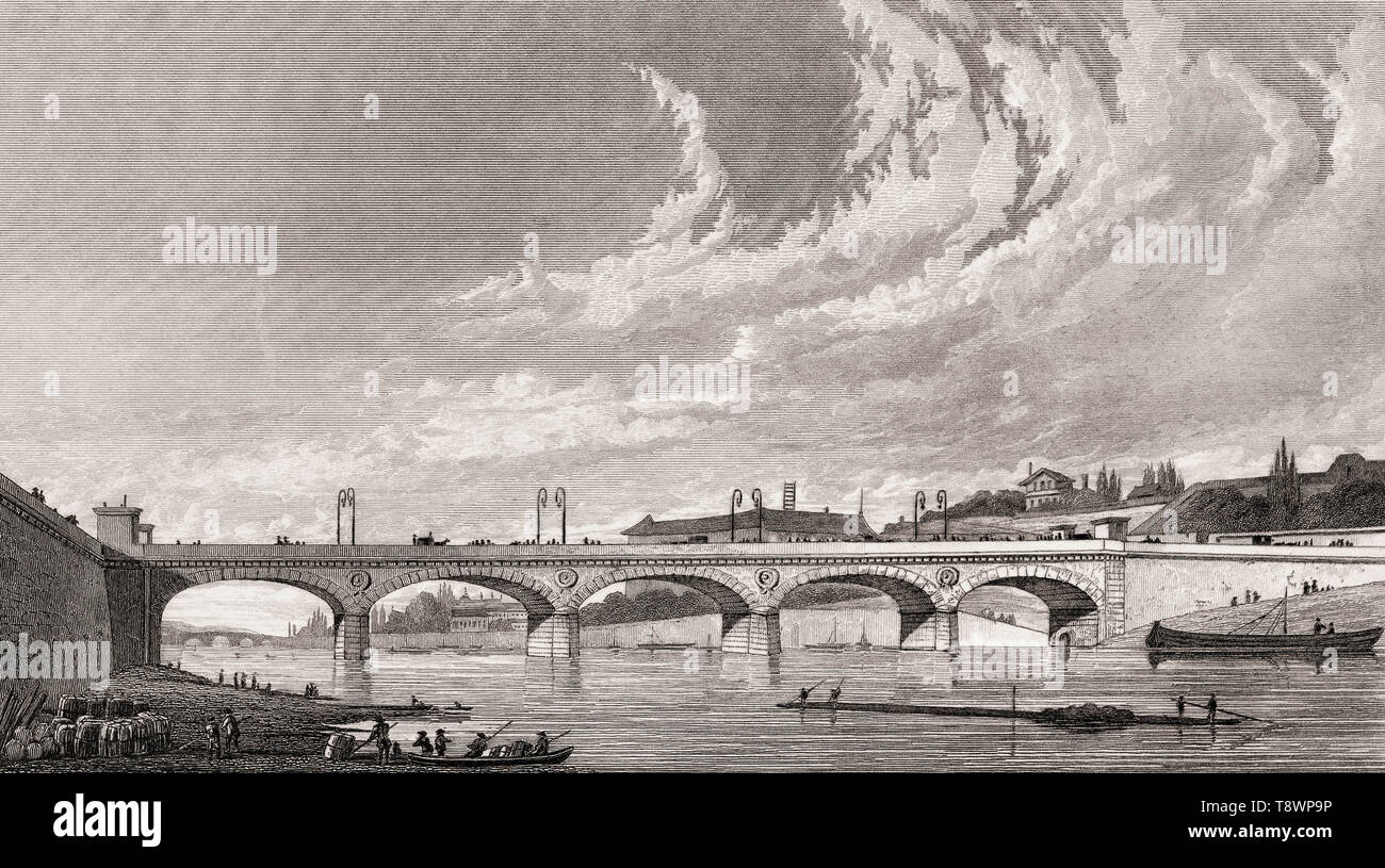 Pont d'Iéna, Paris, antiken Stahl Gravierte drucken, 1831 Stockfoto