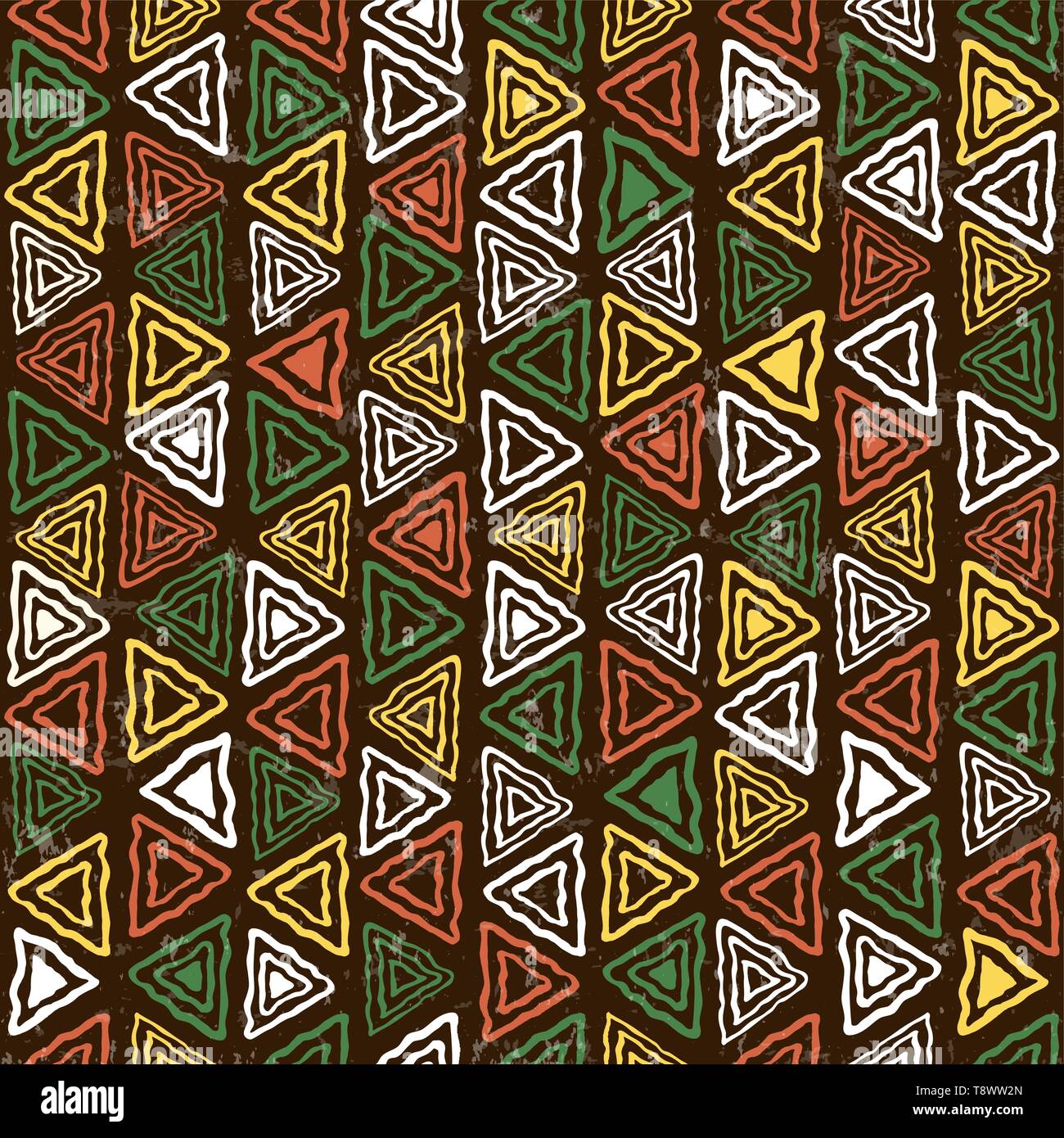 Abstrakte Kunst Afrikas Stil nahtlose Muster. Hand tribal Dekoration Hintergrund mit Boho doodle Formen und ethnische Symbole gezeichnet. Stock Vektor