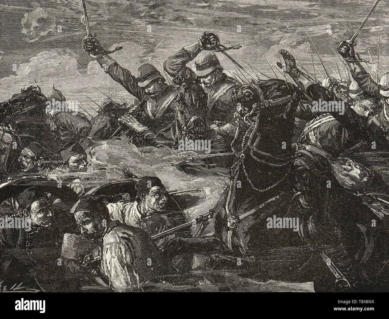 24:00 Uhr kostenlos, Schlacht von Kassassin Lock, süßes Wasser Kanal, 1882 Stockfoto