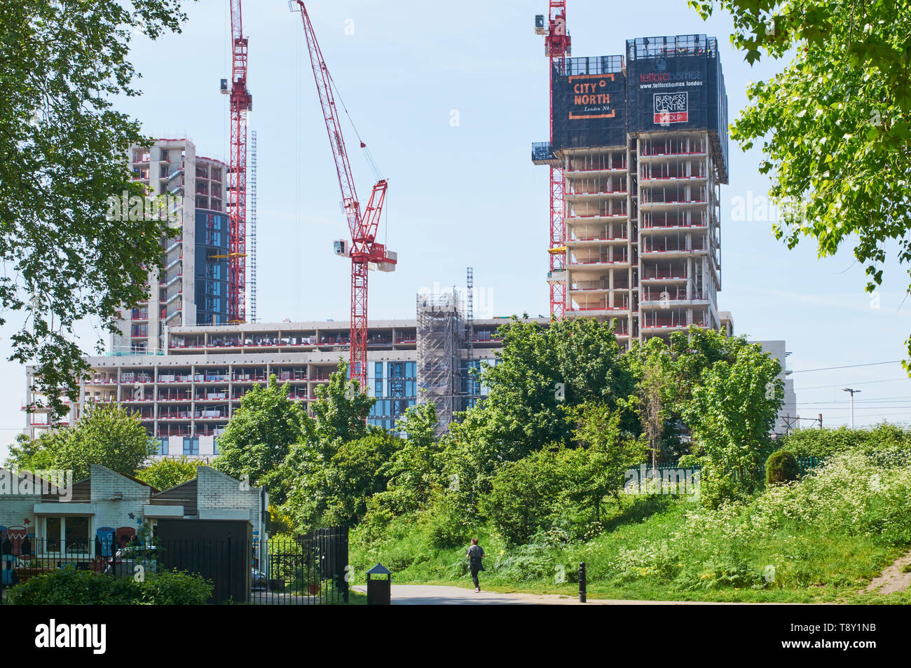 Die neue Stadt Norden Entwicklung im Bau, von der Finsbury Park, North London UK gesehen Stockfoto