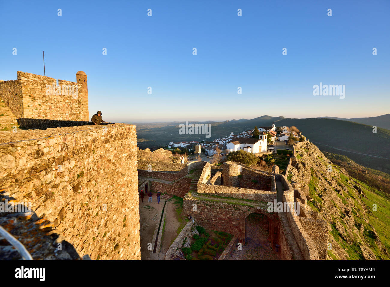 Das mittelalterliche Dorf und Schloss von Marvão. Alentejo, Portugal Stockfoto