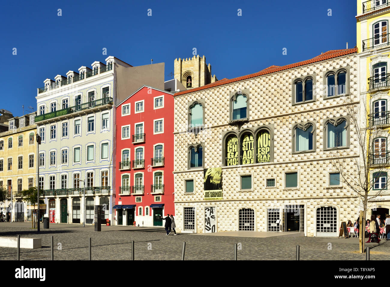 Casa Dos Bicos, ein Haus aus dem 16. Jahrhundert, beherbergt heute die José Saramago Foundation, 1998 den Literaturnobelpreis. Lissabon, Portugal Stockfoto