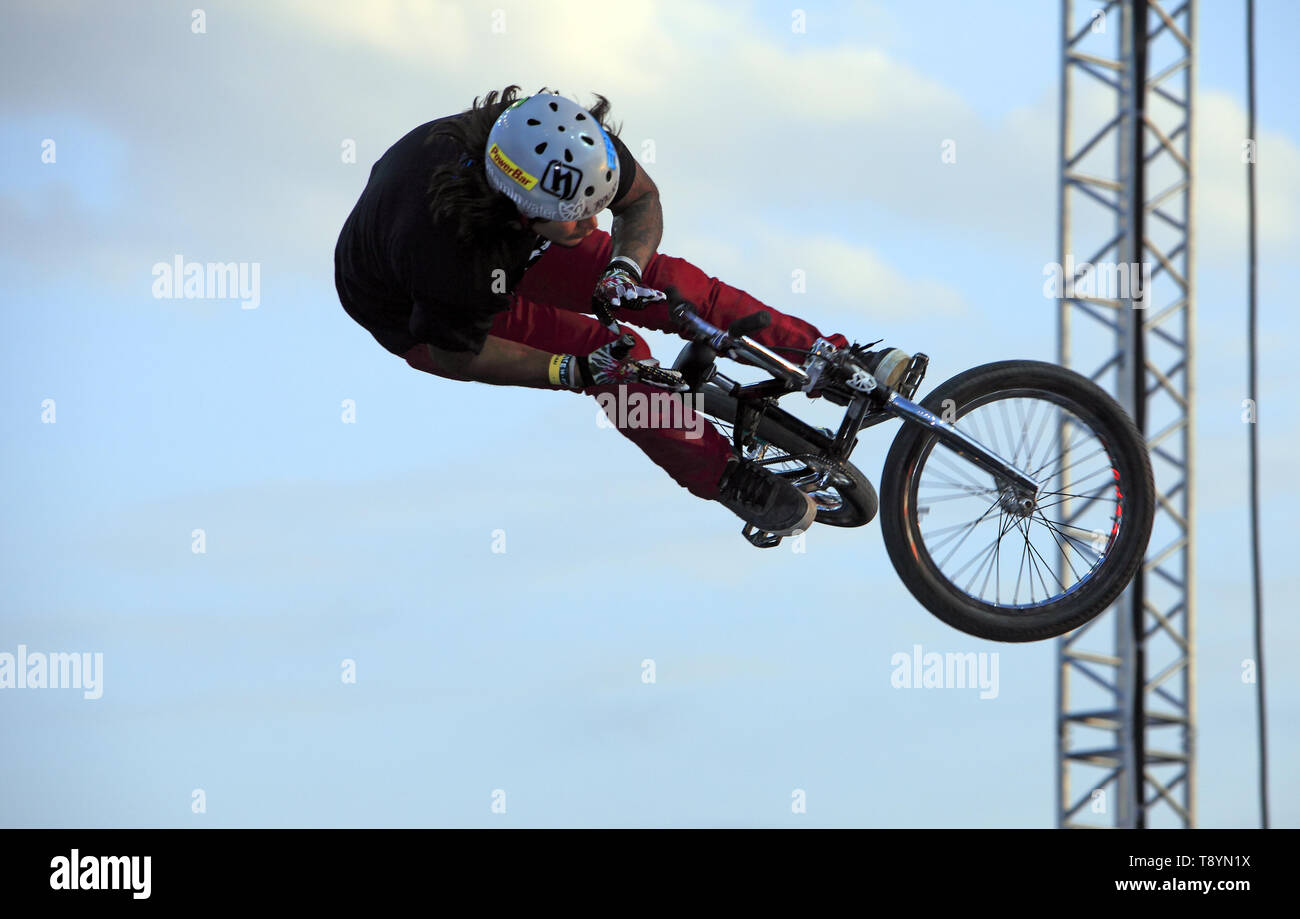 Internationales Festival für Extreme Sports statt, am Ufer des Flusses Lez in Montpellier, Frankreich Stockfoto