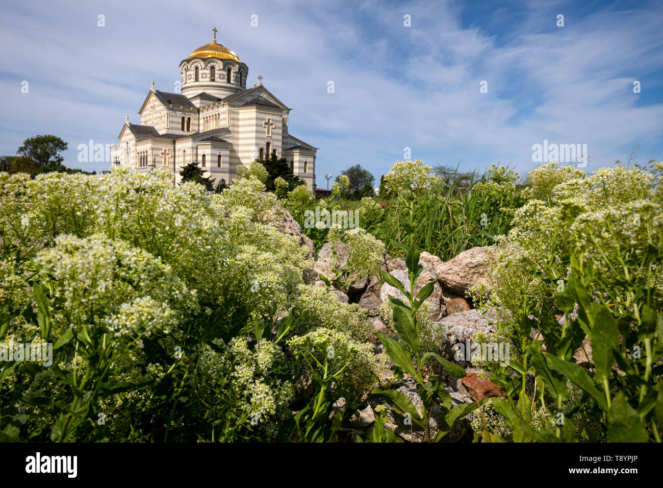 Hl. Wladimir Kathedrale, ein Neobyzantinischen russisch-orthodoxen Kathedrale in Chersonesus Bezirk der Stadt Sewastopol, Krim Stockfoto