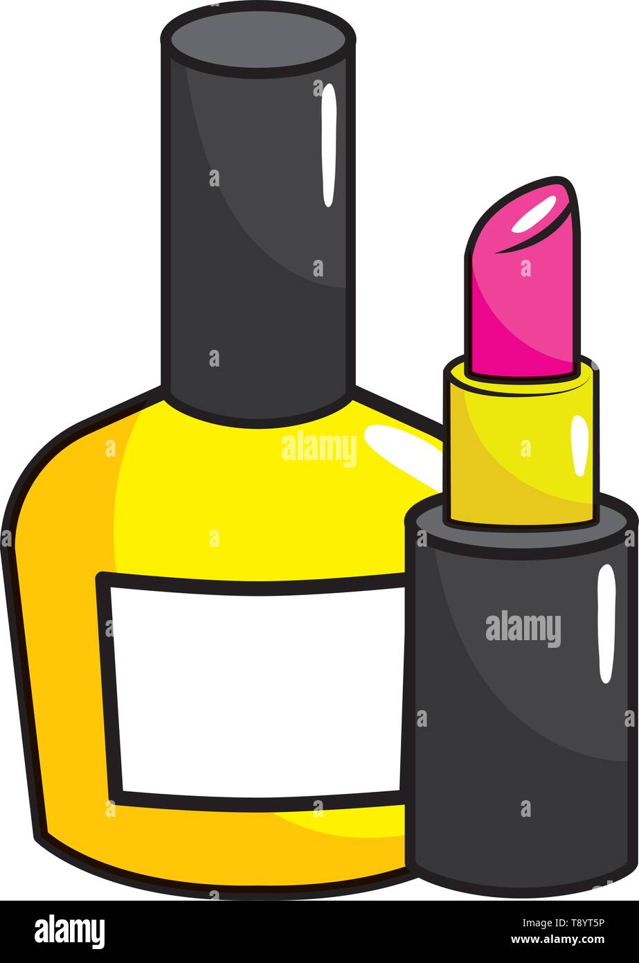 Nagellack mit Lippenstift pop art comic Cartoon Illustration Vektor Stock Vektor