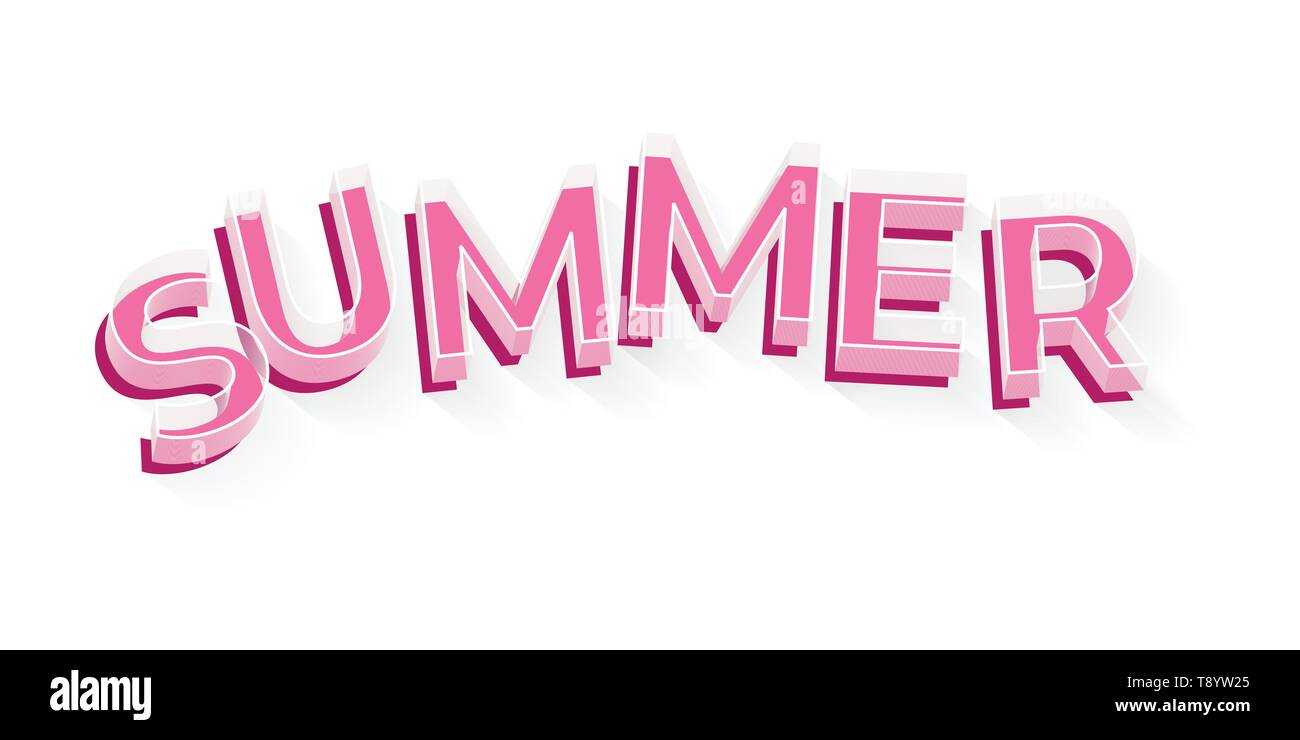 Sommer text 3d Glas Kunst - Vector Illustration Stock Vektor