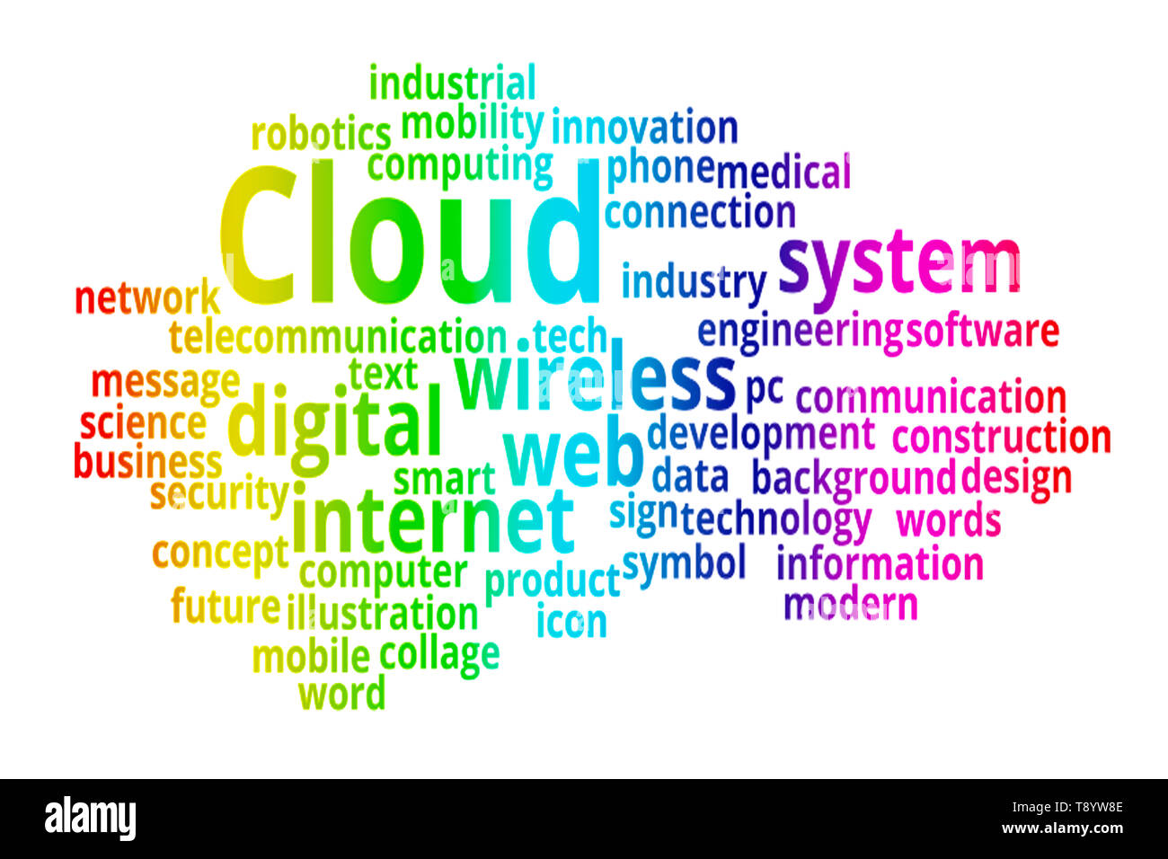 Cloud Word Cloud Collage Wirtschaft Und Technologie Konzept Stockfotografie Alamy