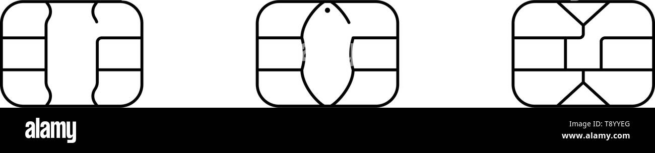 EMV-Chip Symbol für Bank Kunststoff-Debit- oder Kreditkarte. Vektor linie das Symbol Abbildung Stock Vektor