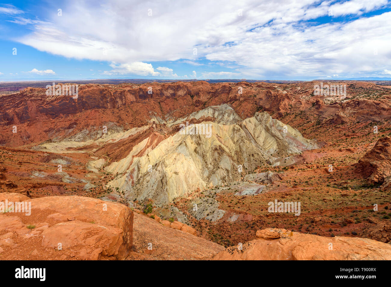 Umbruch Dome - ein Überblick des Umbruchs Dome, Canyonlands National Park, Moab, Utah, USA. Stockfoto