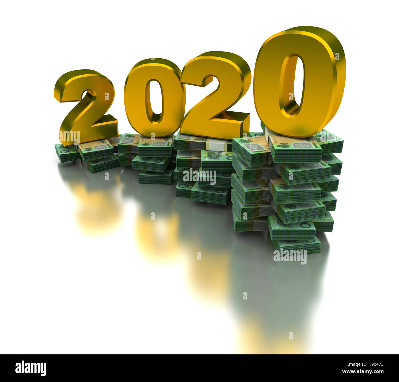 Wachsende Australien Wirtschaft 2020 (auf weißem Hintergrund) Stockfoto