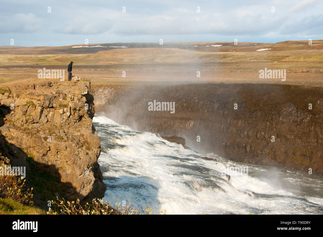 Gullfoss Wasserfall, Fluss Hvítá, Haukadalur, Golden Circle, Süden Islands Stockfoto
