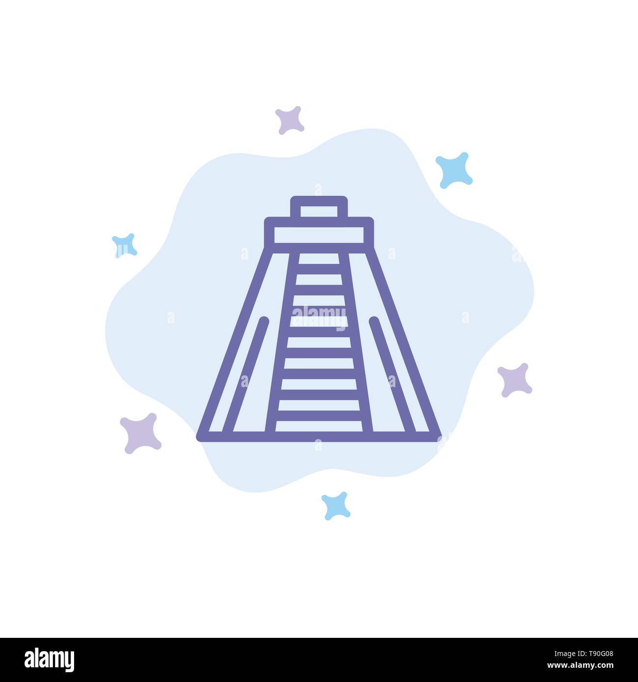Chichen Itza, Sehenswürdigkeiten, Monument, das blaue Symbol auf Abstrakten Cloud Hintergrund Stock Vektor