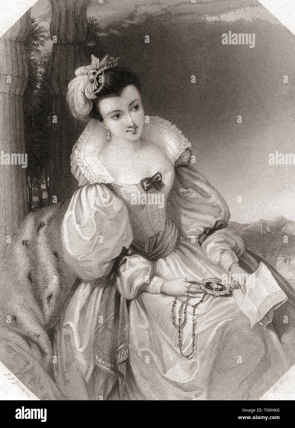 Prinzessin von Frankreich. Wichtigste weibliche Figur aus Shakespeares Love's labour's lost. Von Shakespeare Gallery, veröffentlicht C 1840. Stockfoto