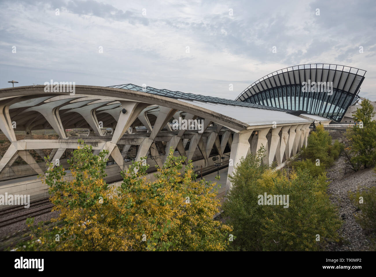 Der TGV Bahnhof Lyon Saint-Exupéry (franz.: Gare de Saint-Exupéry TGV) ist ein fernverkehrsbahnhof am Flughafen Lyon Saint-Exupéry, etwa 20 Kilometer Stockfoto
