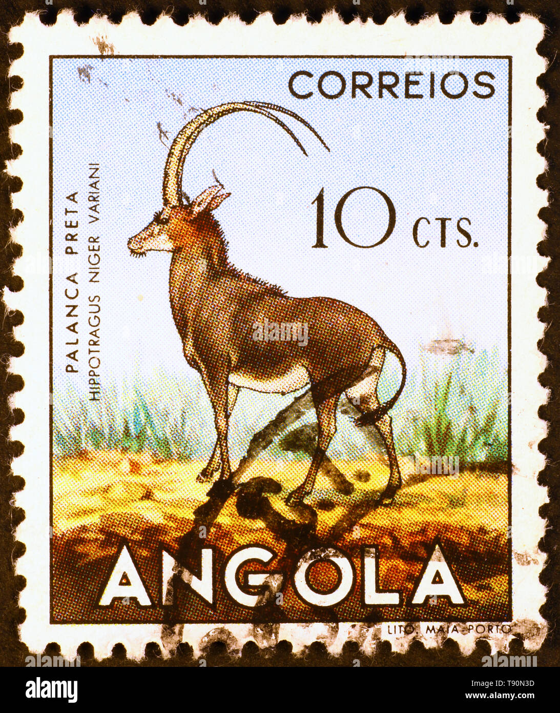 Antilopen, angolanische Briefmarke Stockfoto