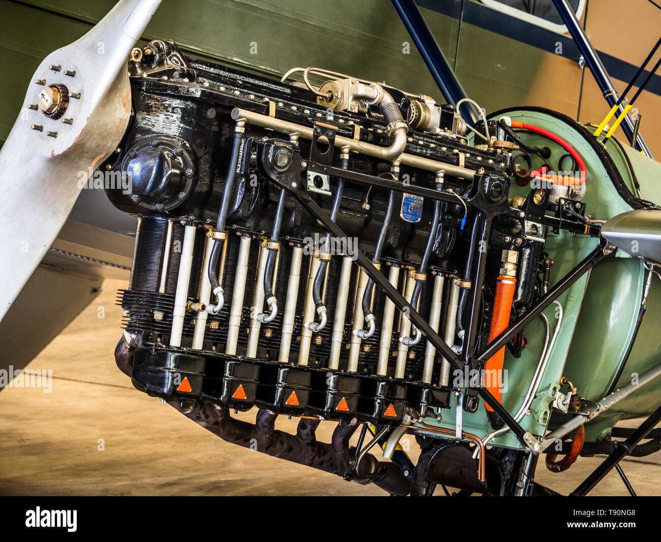 200 PS De Havilland Gipsy Queen 3 Motor, montiert auf einem von de Havilland DH 89 Dragon Rapide ein 1930er Jahre Kurzstrecken Doppeldecker Airliner. Stockfoto