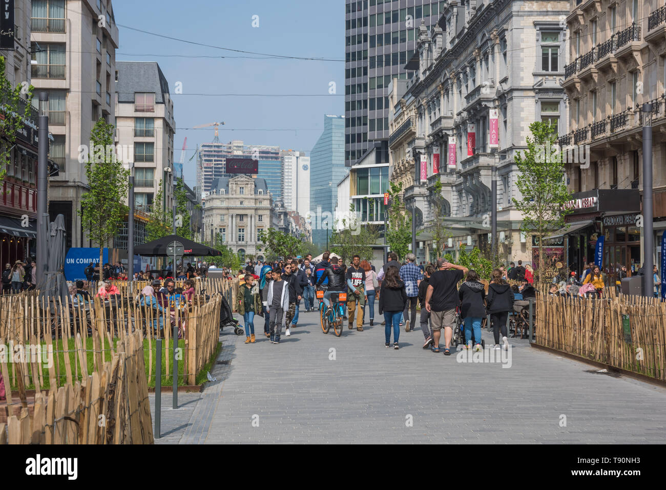 Brüssel, Boulevard Anspach, Umbau zur fußgeherzone - Brüssel, Boulevard Anspach, die Umwandlung in eine Fußgängerzone Stockfoto