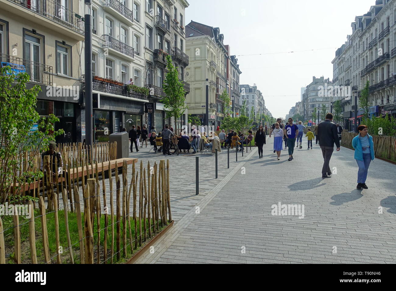 Brüssel, Boulevard Anspach, Umbau zur fußgeherzone - Brüssel, Boulevard Anspach, die Umwandlung in eine Fußgängerzone Stockfoto